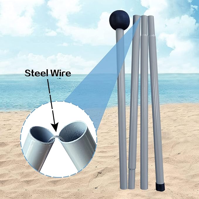 Beach Canopy Beach Tent Sun Shelter 7.5X7.5 FT Beach Shade Canopy UPF50+ Sun Protection Windproof Ropes Carry Bag Easy to Setup for Family Outdoor Camping