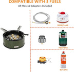 ONLYFIRE OUTDOOR LIVING Portable Camping Gas Stove with Storage Bag & Gas Adapters, 5 Burners Propane Stove for Outdoor Patio Cooking Picnic Camping Hiking Tailgating Emergency Use, Green GS344