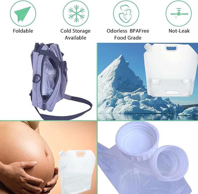 16-Pack Collapsible Water Containers (2.6 Gallon / 10L Each) - BPA Free Food Grade Water Storage Bags - Leak-Proof & Reusable for Camping, RV, Hiking & Home Backup (42 Gallons Total)