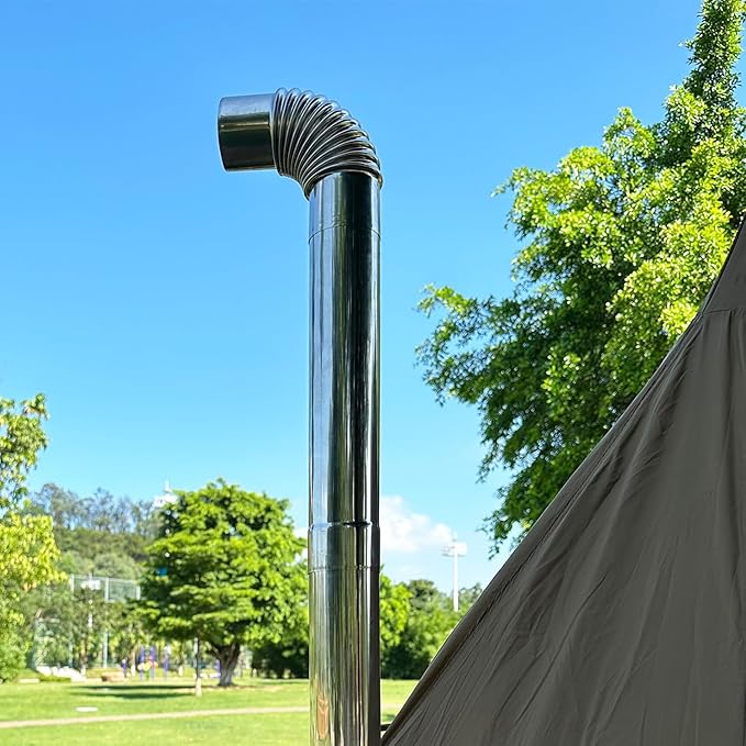 2.36" Elbow Stove Pipe Stainless Steel Chimney Flue for Outdoor Camping Wood Stove 90/45 Degree