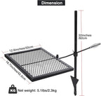 Lineslife Swivel Campfire Grill Grate, Adjustable Heavy Duty Steel Fire Pit Grill Grate Over Fire Pit, Open Fire Grill with Carrying Bag for Outdoor Cooking Camping, Rectangle Black