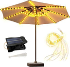 ZNYCYE Solar Umbrella Lights, 8 Strands Patio Umbrella Lights Outdoor with 8 Modes 3V Solar Panel Clip 112 Led Outdoor Waterproof for Beach Deck Garden Camping Tents Party Decoration(Warm White)