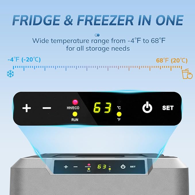 Antarctic Star 12 Volt Refrigerator,53QT(50L)Electric Cooler Compressor, Portable Refrigerator -4℉~68℉,Car Fridge 12/24V DC 100-240V AC,Portable Freezer with Wheels&2 Baskets for Camping,Travel,BLACK