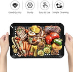 2 Pack Grill Pans, Nonstick Grill Topper for Outdoor Grill, BBQ Grilling Baskets with Perforated Bottom, Heavy Duty Carbon Steel Grill Grid for Cooking Camping, 16.5" x 10" and 13" x 7.4"