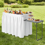 VINGLI Ice Table with Side Table, Portasble Cooler Table with Removable Skirt, Patio Table, Indoor & Outdoor Bar for Events, Parties and Camping White