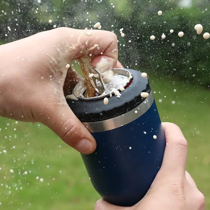 HAUSHOF 12 oz Can Cooler, 4 in 1 Insulated Stainless Steel Can Insulator, Fits for 12 oz Standard Can|12 oz Slim Can|12 oz Beer Bottle, Perfect for Camping, Beach, Picnic