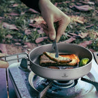 SILVERANT Camping Plate Titanium Pan Dish Plate with Handle & Mesh Bag, Large Reuseable Ultralight Dinner Plate for Camping Outdoors Backpacking (750ML)