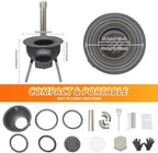 Wood Burning Stove Portable Camping Rocket Stove for Outdoor Cooking Removable Iron Firewood Stove with Grill Rack Charcoal Grill Tent Stoves for Backpacking Hiking (21 in-4 Wok Rings)