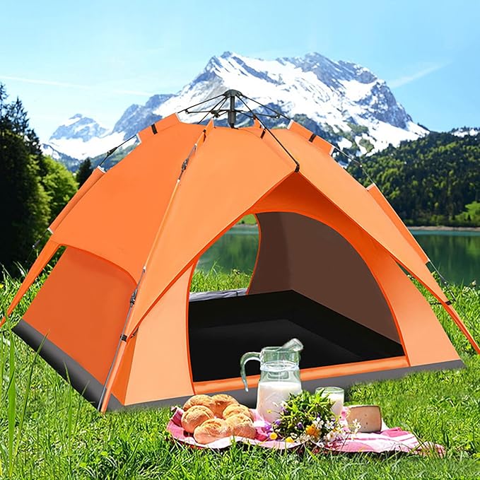 Double Layer Waterproof Dome Tent for 3 Person, Automatic Pop Up Backpacking Tent with Carry Bag, Sun Shelter Beach Weatherproof, for Camping Hiking Traveling