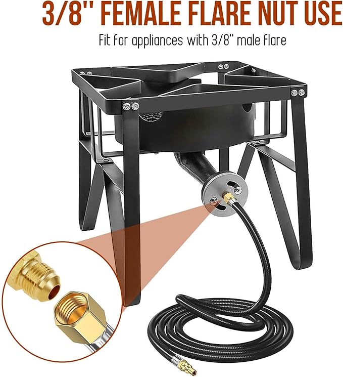 12 FT RV 1/4'' Quick Connect Propane Hose,3/8 Female Flare Nut for Camp Chef Explorer, Fire Bowl Camping Stove Grill Fire Pit Heater,with Elbow Adapter for Blackstone Griddle 17"/22"
