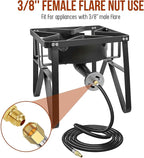 12 FT RV 1/4'' Quick Connect Propane Hose,3/8 Female Flare Nut for Camp Chef Explorer, Fire Bowl Camping Stove Grill Fire Pit Heater,with Elbow Adapter for Blackstone Griddle 17"/22"