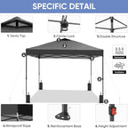 GDY 12x12 Pop Up Canopy Patio Carpas, One Push Set up with Central Lock Canopy with Wheeled Carry Bag, Included 4 Sandbaogs,8 Stakes and 4 Ropes, Black