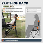 Overmont Heated Camping Chair with High Back - 3 Heat Levels 2-Zone Separately Heating - 450 LBS Support Heavy Duty Folding Chair Portable for Adults Patent No.: US D1.028.543S - Battery NOT Included