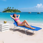 WLIVE Beach Lounge Chair for Adults, 4-Position Folding Tanning Chairs with Face Hole, 2 Legs Support Portable Outdoor Chair for Beach, Pool, Blue