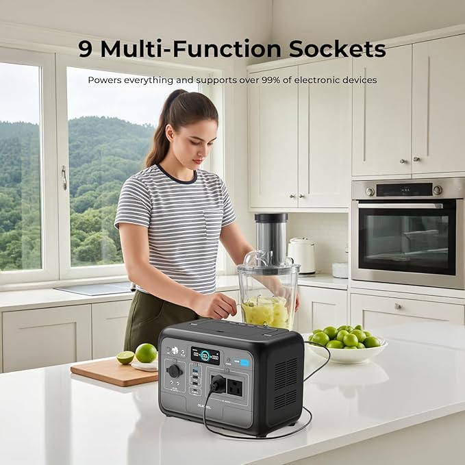 OUKITEL 512Wh Portable Solar Generator, P800 Solar Power Station with 2x800W AC Outlets (1600W Peak), 500W Fast Charging, Emergency Power Station for Home, Camping & RVs