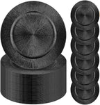 DYRABREST 50 Pcs 13 Inch Charger Plates, Bulk Round Charger Plates Plastic Wedding Dinner Elegant Reusable for Table Setting Wedding Party Event Tabletop Setting Decor (Black)