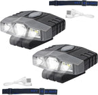 2Pcs Hat Lights Clip On Rechargeable Brim Light, Ultra Bright Micro Mini LED Cap Headlamp 150 Lumens Spotlight, Waterproof Hands Free Portable Flashlight for Baseball Cap, Running, Fishing, Camping