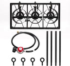 3 Burner Propane Gas Stove for Outdoor Cooking, Heavy Duty High Pressure Propane Gas Cooker Portable Iron Cast Patio Burner with Detachable Stand Legs, Regulator, Camping Cooker (225000-BTU)