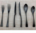 Silverware Flatware Cutlery Set， 6/24/36/48/60/72 Pieces Stainless Steel Cutlery， Forks and Spoons Mirror Blue Steak Cutlery Six-Piece Set，Black-8Set-48Pcs