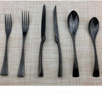 Silverware Flatware Cutlery Set， 6/24/36/48/60/72 Pieces Stainless Steel Cutlery， Forks and Spoons Mirror Blue Steak Cutlery Six-Piece Set，Black-8Set-48Pcs