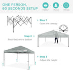 Best Choice Products 10x10ft Pop Up Canopy Tent, Outdoor Shade, 1 Person 1 Minute Set Up, Carry Case, 4 Weight Bags - Silver