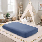 Kids Air Mattress Fitted Sheet Only Compatible with Intex Cozy Kidz, Dusty Blue Toddler Inflatable Mattress Sheets for Travel Camping Airbed & Sleepover Party