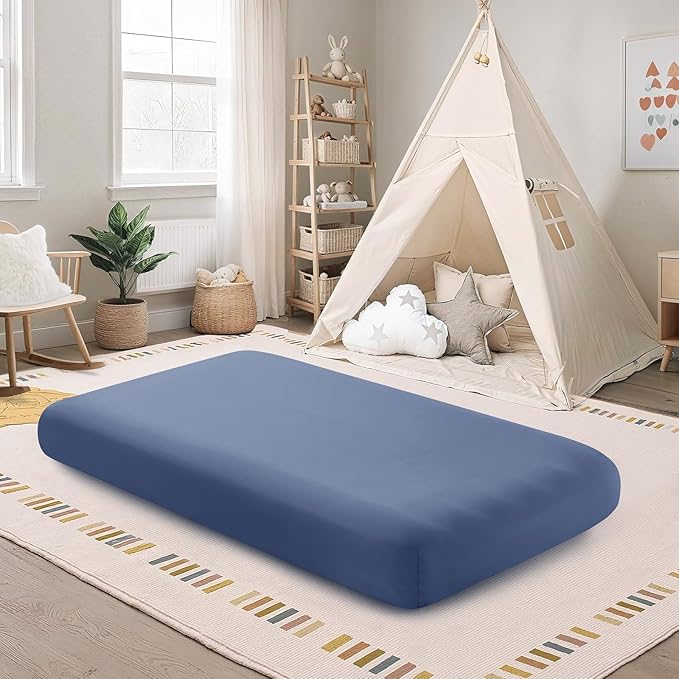 Kids Air Mattress Fitted Sheet Only Compatible with Intex Cozy Kidz, Dusty Blue Toddler Inflatable Mattress Sheets for Travel Camping Airbed & Sleepover Party