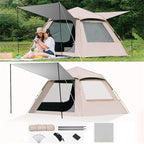 Tents for Camping, Auto One Touch Tent Pop-Up Camping Tent,Weatherproof Backpacking Tent, Easy Setup UV Cut Sun Shelter Tent for Outdoor Family Gathering. 240 * 240 * 155cm Silver-Glue