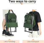 Portal Backpack Cooler Chair Fishing Chairs with Backrest Folding Camping Stool Compact for Outdoors Hiking Hunting Travel, Supports 225 lbs Capacity