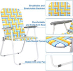 VINGLI Patio Lawn Webbed Folding Chairs Set of 4, Outdoor Beach Chair Portable Dining Chair for Outdoor Yard, Garden (Yellow, Classic)