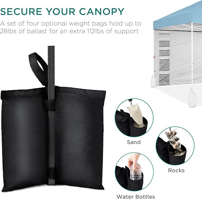Best Choice Products 10x10ft Pop Up Canopy Tent with Sidewall, 1 Person 1 Minute Set Up, Carry Case, 4 Weight Bags - French Blue/White