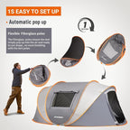 EchoSmile Instant Pop Up Camping Tent, 2/4/6 Person, Easy Setup Tent, Water Resistant Dome, Portable with Carry Bag