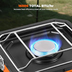 Dollate 2-Burner Propane Stove with Griddle and Carrying Bag, Portable Foldable Camping Stove with 2 Adjustable Burners 16000 BTUs,for Camping Tailgating Essentials Gear (Orange)