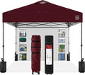 Best Choice Products 10x10ft Pop Up Canopy Tent with Sidewall, 1 Person 1 Minute Set Up, Carry Case, 4 Weight Bags - Burgundy
