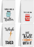 4Pcs Funny Kitchen Towels 24x14 Inch, Cute Kitchen Utensils Waffle Weave Hand Towels for Home Farmhouse, White Absorbent Microfiber Dish Cloth Tea Towel, Housewarming Gifts for Women Mom 1