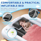 Inflatable Toddler Travel Bed - 60 Inches Portable Toddler Bed for Travel with Safety Sides - Cozy Kids Air Mattress Set with High-Speed Pump & Carry Case - Lightweight & Easy to Inflate -Grey