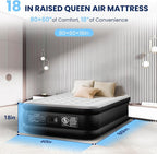 Queen Air Mattress with Built-in Pump, Heavy-Duty 800 lbs Support, 48-Hour Leak-Tested, Upgraded 3-Layer Protection PVC, 3 Min Fast Inflation, Portable Air Bed for Home, Guest & Camping