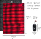 Heated Sleeping Bag pad, Operated by 5V/2A USB Power Supply (Battery NOT Included). Black & Red Flannel.