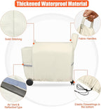 QuliMetal Pellet Grill Cover for Traeger Pro 34/780, Texas Elite 34, Eastwood 34 Series Pellet Grills, Z Grills 700/550/600, 600D Fade Resistant Full Length Grill Cover with Elastic Drawstrings, Beige