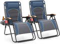 Sophia & William Oversized XXL Zero Gravity Chair Set of 2, Outdoor Recliner Zero Gravity Lounge Chair Outdoor Gravity Chair with Free Cup Holder, Supports 400 LBS (Blue)
