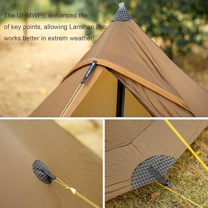 3F UL GEAR Lanshan 1 pro Tent, Outdoor 1 Person Ultralight Camping Tent, 3 Season Professional 20D Silnylon Rodless Camping Tent, Waterproof Backpacking Tent for Camping, Hiking, Trekking(Gray)