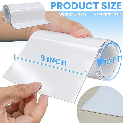Waterproof Repair Tape for Fabric, Plastic, Awning, RV Underbelly, Tarp, Tent, Sail and Boat Cover Outdoor Repair Patch, Heavy Duty,5 Inch x 10FT White