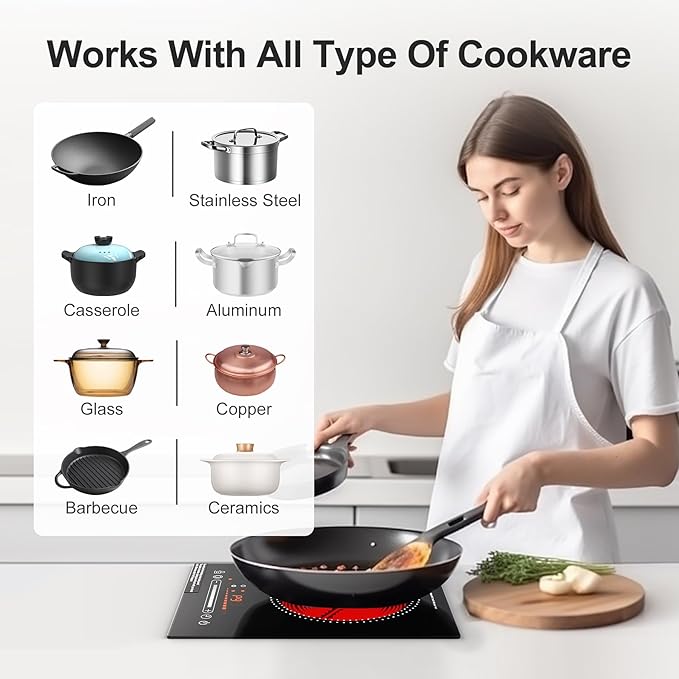 Single Burner Electric Cooktop, 110V1800W Electric Stove, LED Display with Touch Control, 11 Power Levels, Child Safety Lock and Timer, Overheat Protection.