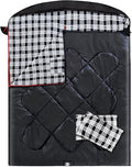 ShinHye Double Sleeping Bag for Adults with 2 Pillows, Camping Sleeping Bags Flannel Cotton 2 Person Sleeping Bags XXL Queen Size Sleeping Bag for Cold Weather