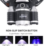 BORUIT RJ-3000 LED Black Light Headlamp,3 Modes White and UV Light Headlamp,Super Bright Rechargeable Blacklight Headlight Head Lamp for Hunting Camping Hiking Fishing Working
