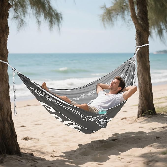 Coffee Bar Finely Home Camping Hammock Single Portable Hammocks 330 lbs Capacity with 2 Tree Straps and Attached Carry Bag,Perfect for Outdoor,Indoor,Beach,Camping,Travel