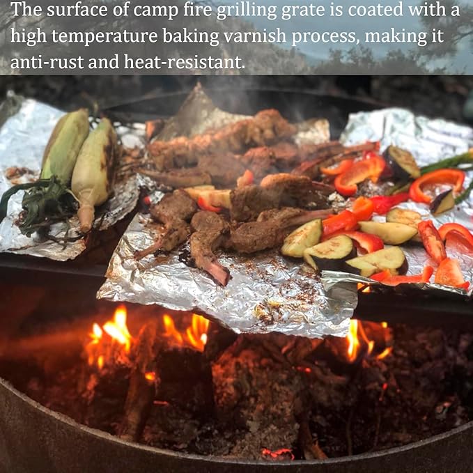 Campfire Grill Grate Over Fire Pit, Folding Campfire Grill Grate Heavy Duty, Fire Pit Cooking Grate for Outdoor Cooking Grill Traveling Picnic