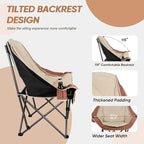 Northroad Folding Camping Chair,Oversized Portable Camping Chair w/Cup Holder,Heavy Duty Padded Lawn Chair for Outdoor, Tailgates, Beach, and Sports, Moca