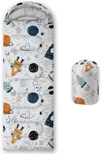 Kids Sleeping Bag for Boys Girls,Cartoon Spaceship Print-Lightweight Warm Portable Outdoor Indoor-Waterproof Cold Weather Resistant Sleeping Bag for Camping Hiking(Spaceship)