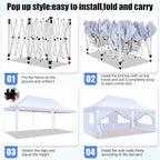 COBIZI 10x20 Pop Up Canopy with 6 Sidewall, Commercial Canopy UPF 50+ Waterproof Outdoor Gazebo with Carry Bag, Tents for Parties with Upgrade Frame, 3 Height Adjustable, White
